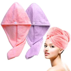 2 Hair Towel Turban Twist Wrap Microfiber Quick Dry Head Bath Shower Cap