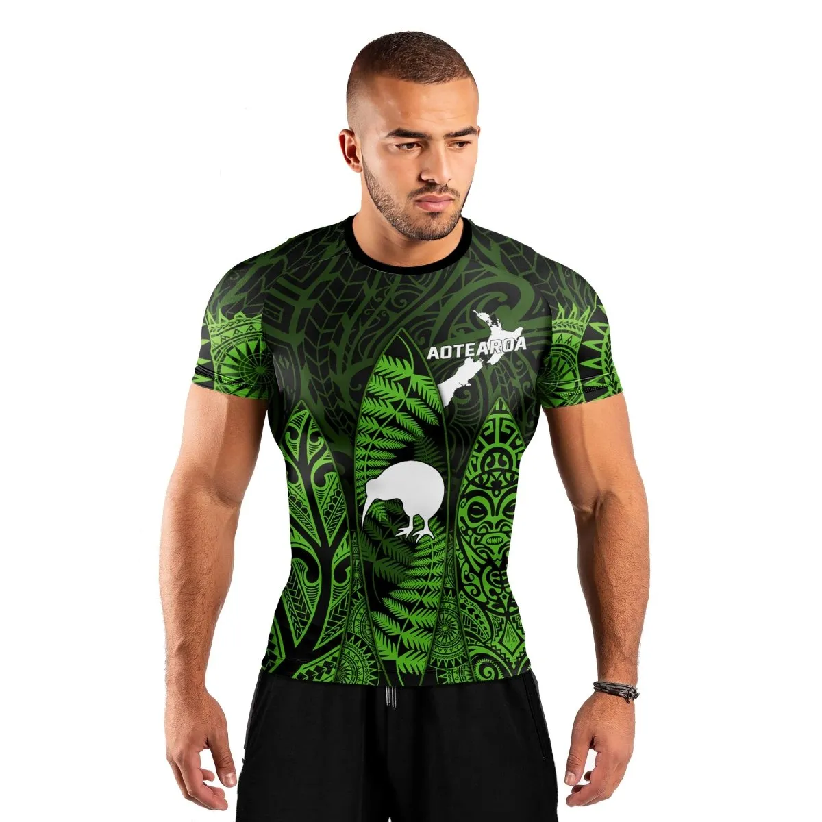 Aotearoa Kiwi Bird Men's Short Sleeve Rash Guard