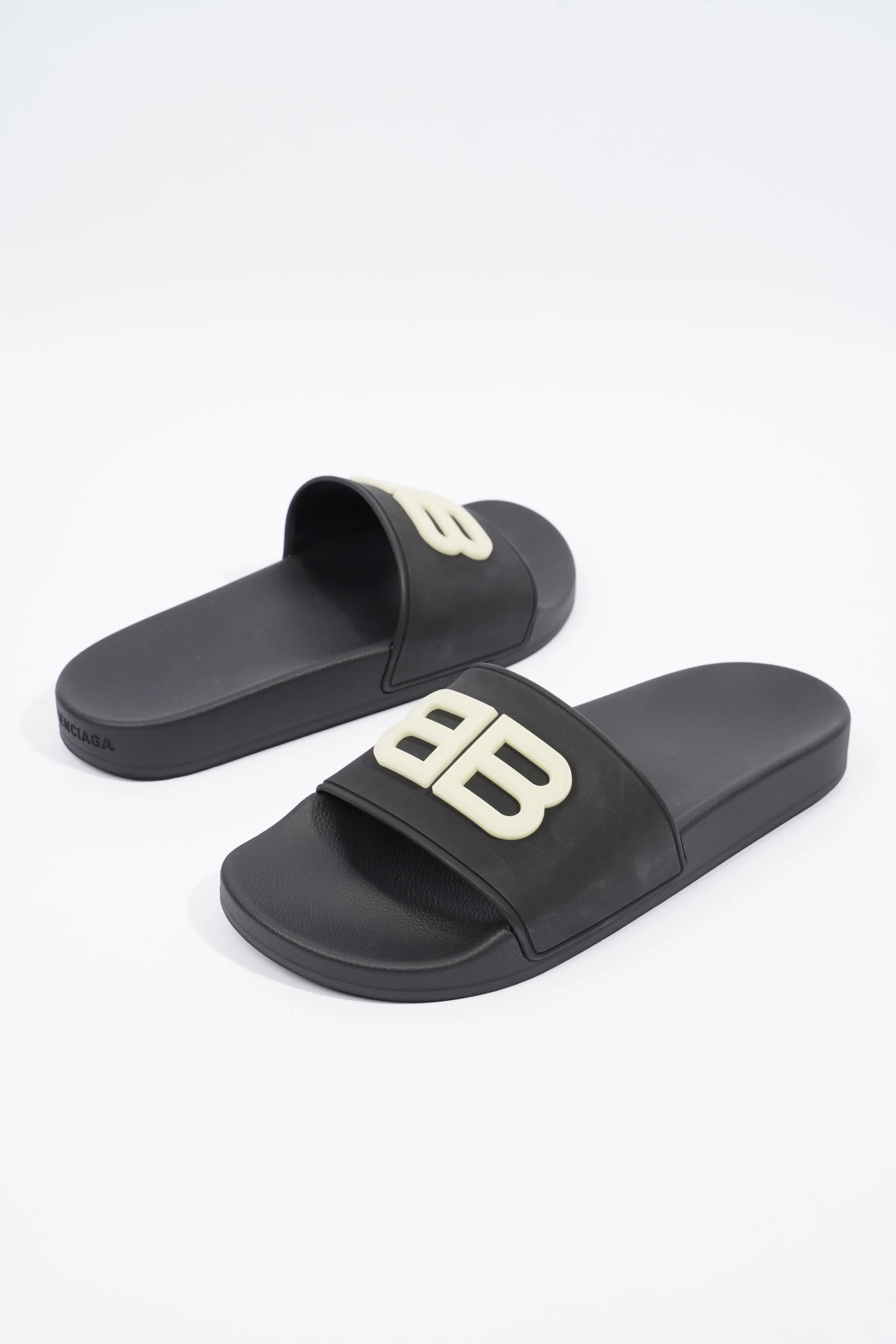 Balenciaga Pool Slide BB Black Rubber EU 38 UK 5