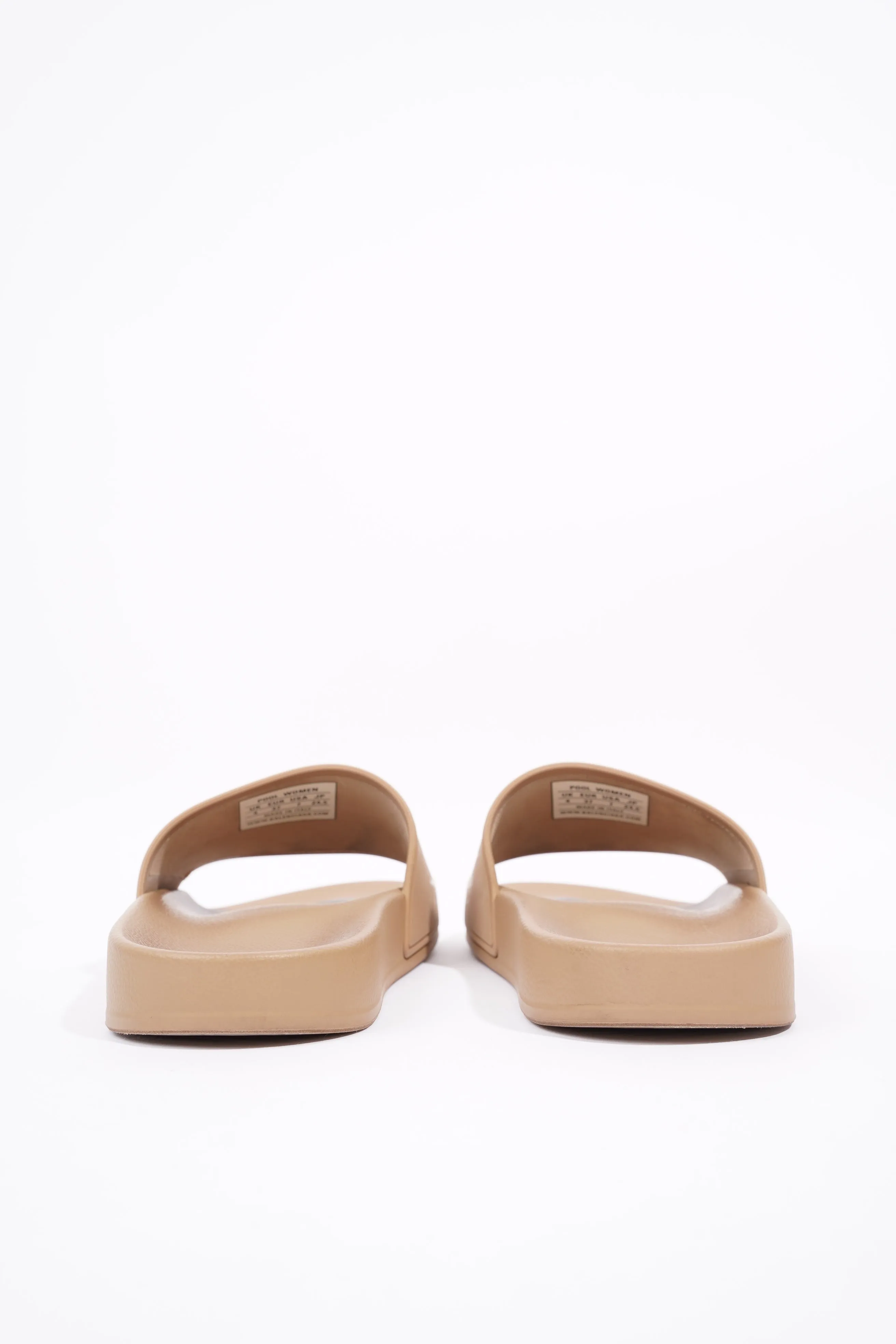 Balenciaga Womens Logo Pool Slides Beige / Black EU 37 / UK 4