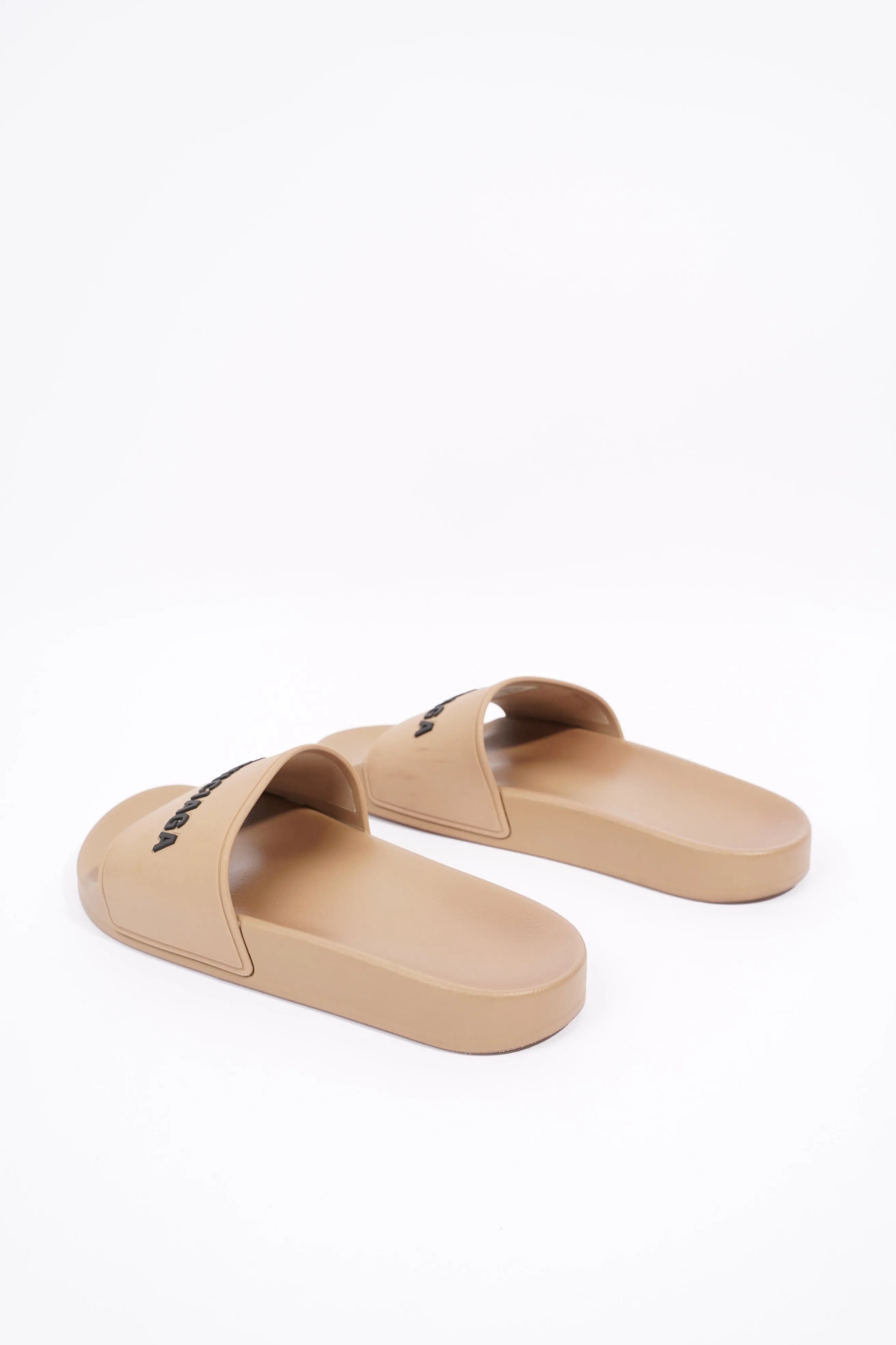 Balenciaga Womens Logo Pool Slides Beige / Black EU 37 / UK 4