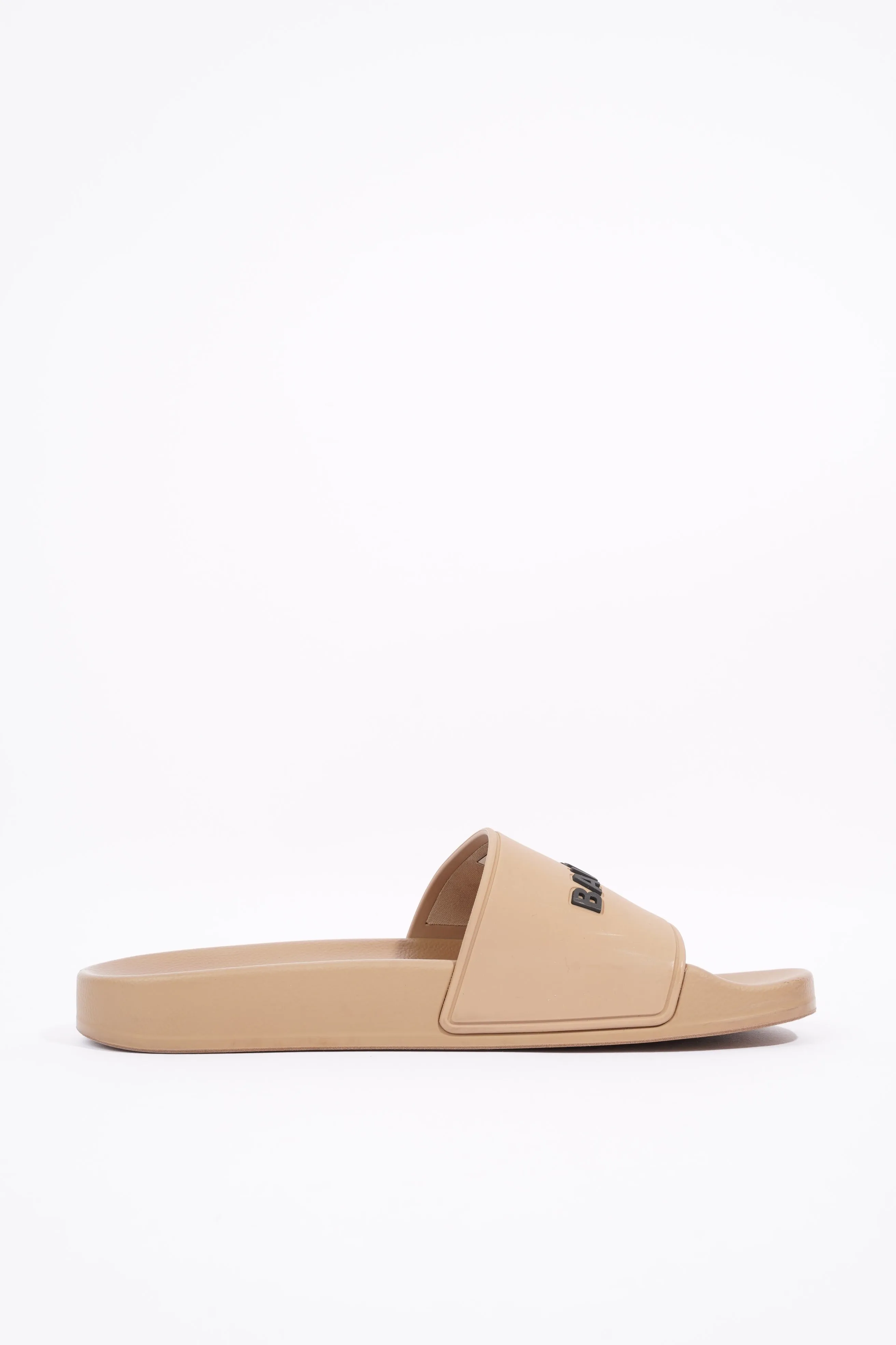 Balenciaga Womens Logo Pool Slides Beige / Black EU 37 / UK 4