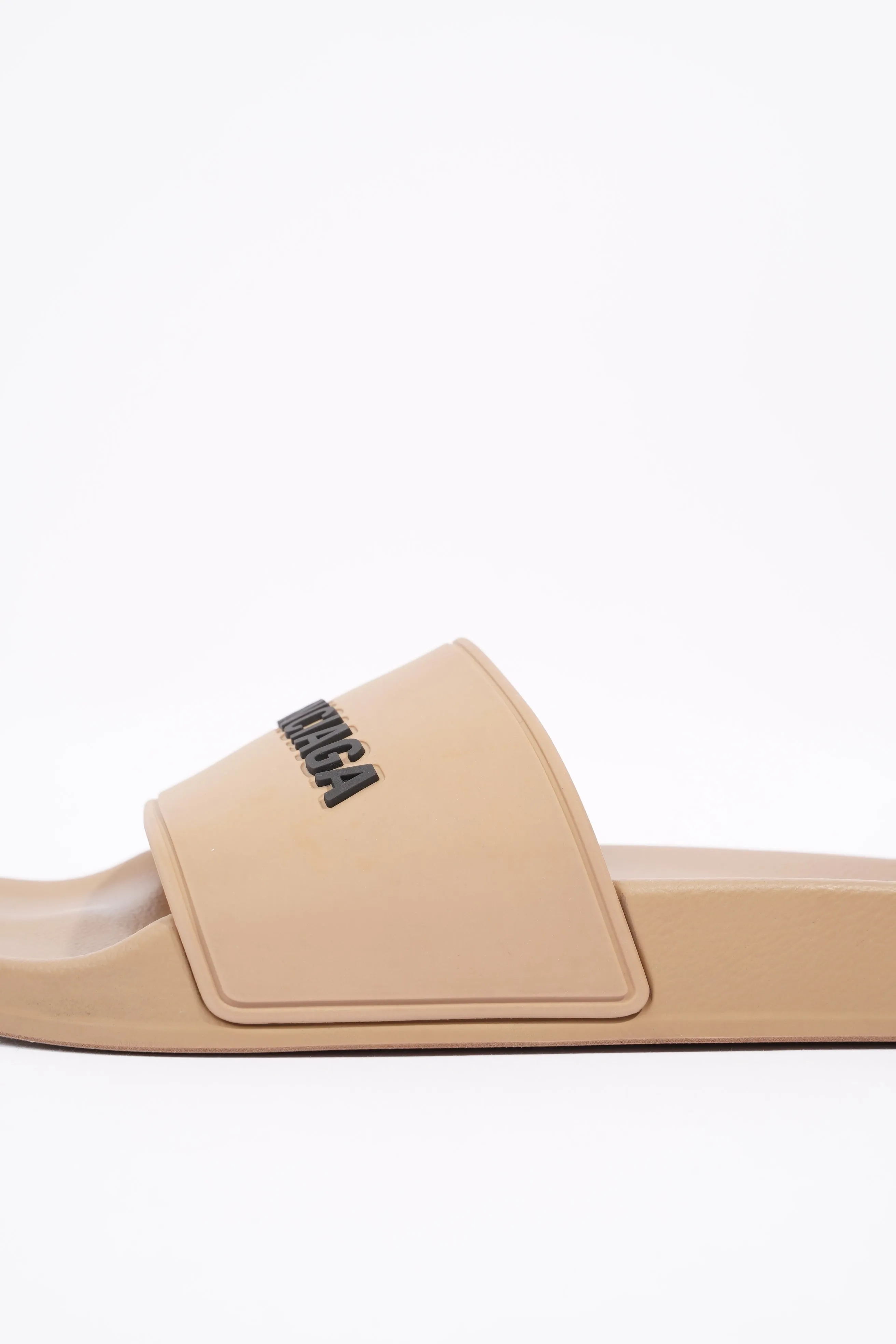Balenciaga Womens Logo Pool Slides Beige / Black EU 37 / UK 4