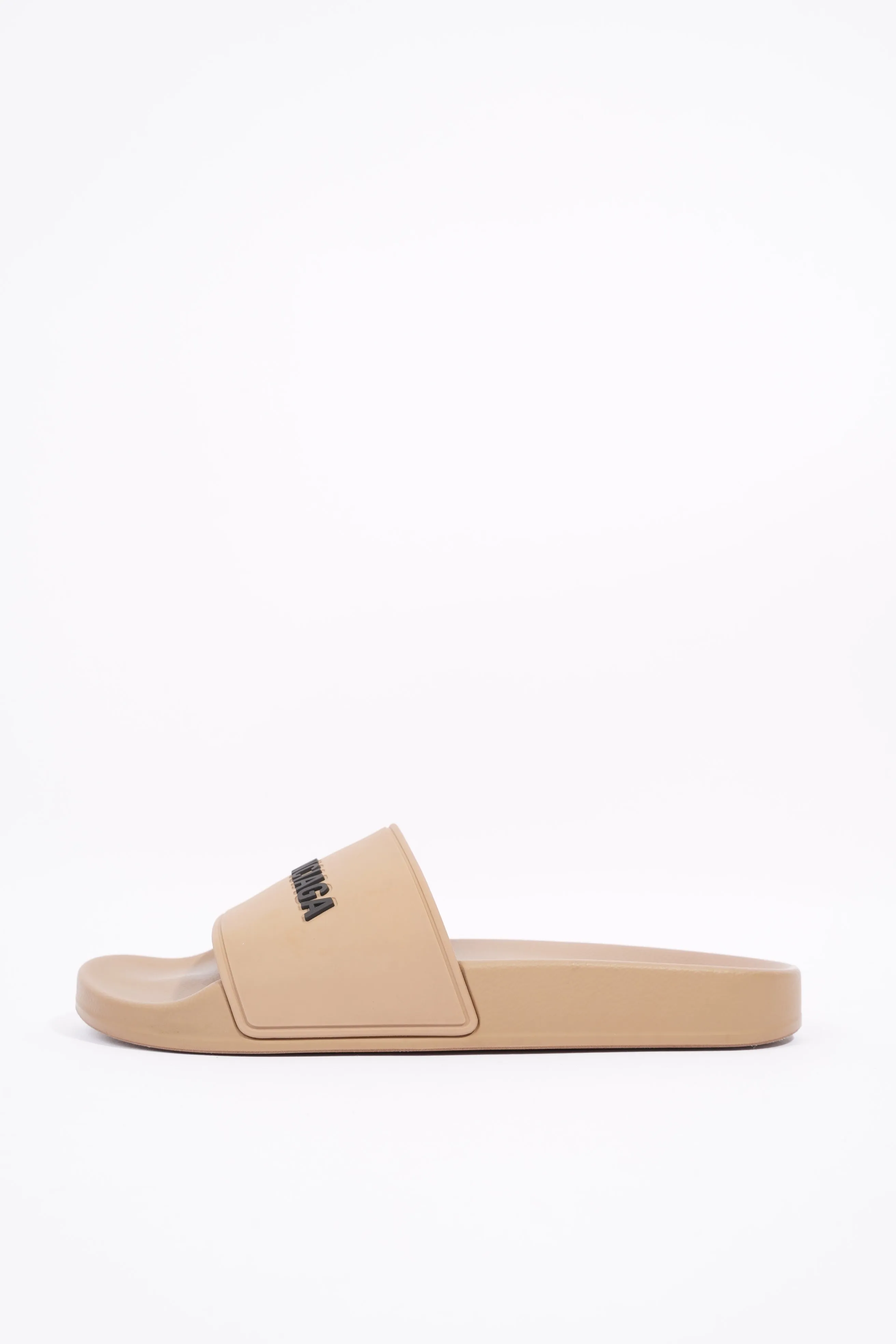 Balenciaga Womens Logo Pool Slides Beige / Black EU 37 / UK 4