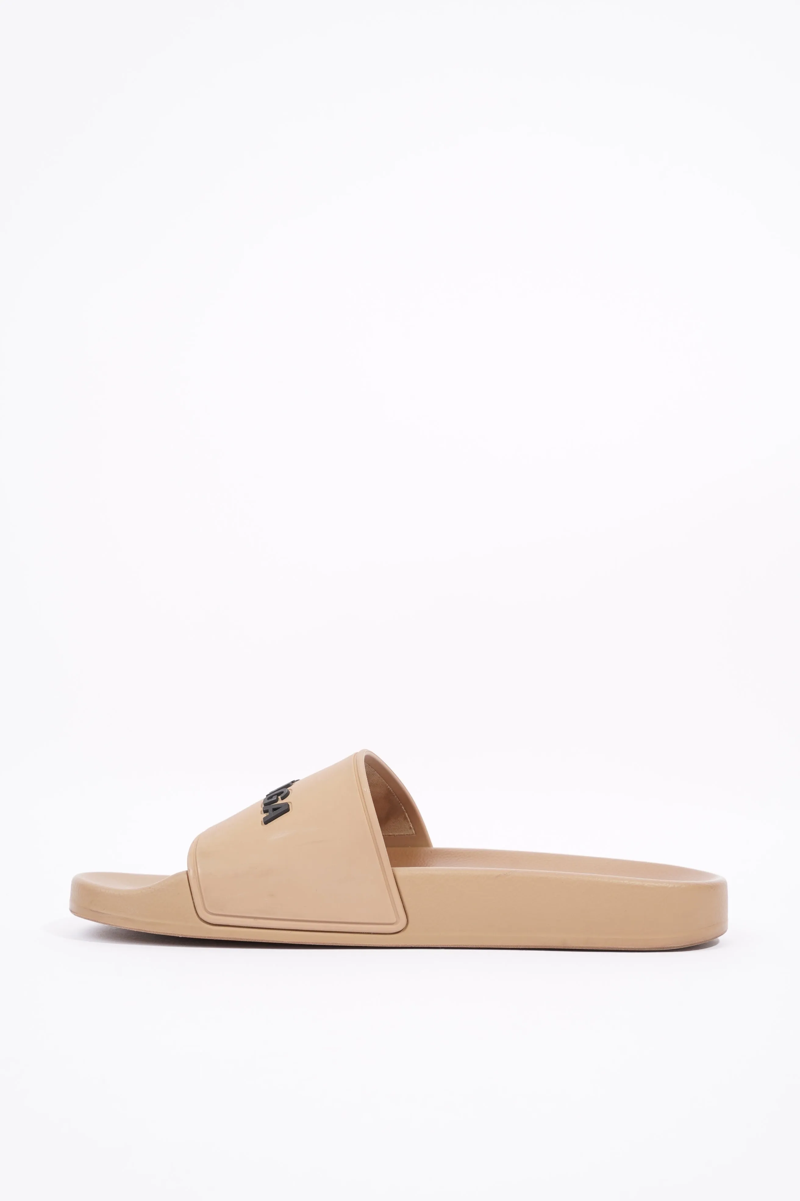 Balenciaga Womens Logo Pool Slides Beige / Black EU 37 / UK 4