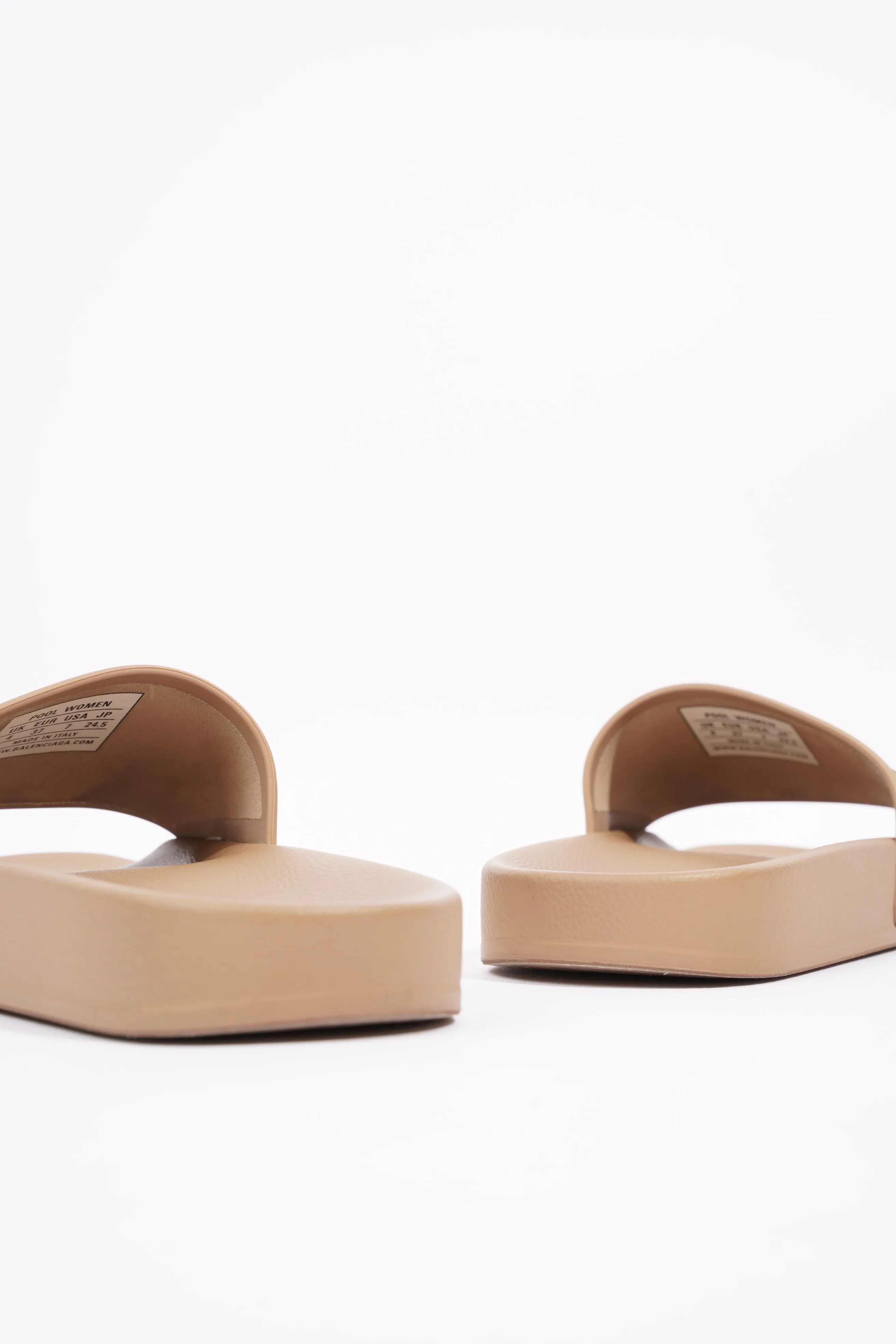 Balenciaga Womens Logo Pool Slides Beige / Black EU 37 / UK 4