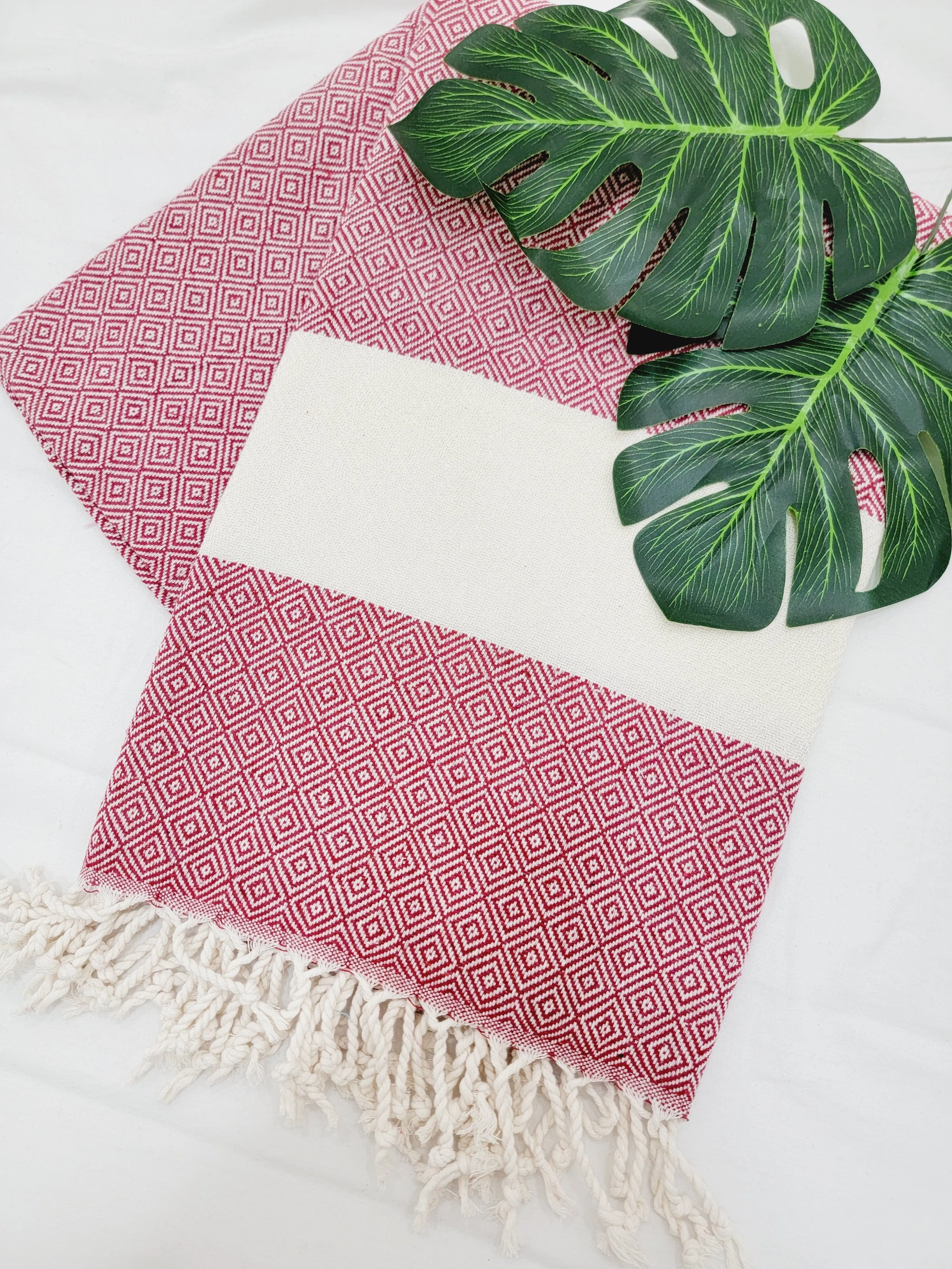 Beach/Bath Sand Free Towels-Easy Carry Quick Dry Thin Towel- Cherry by EBRU Home