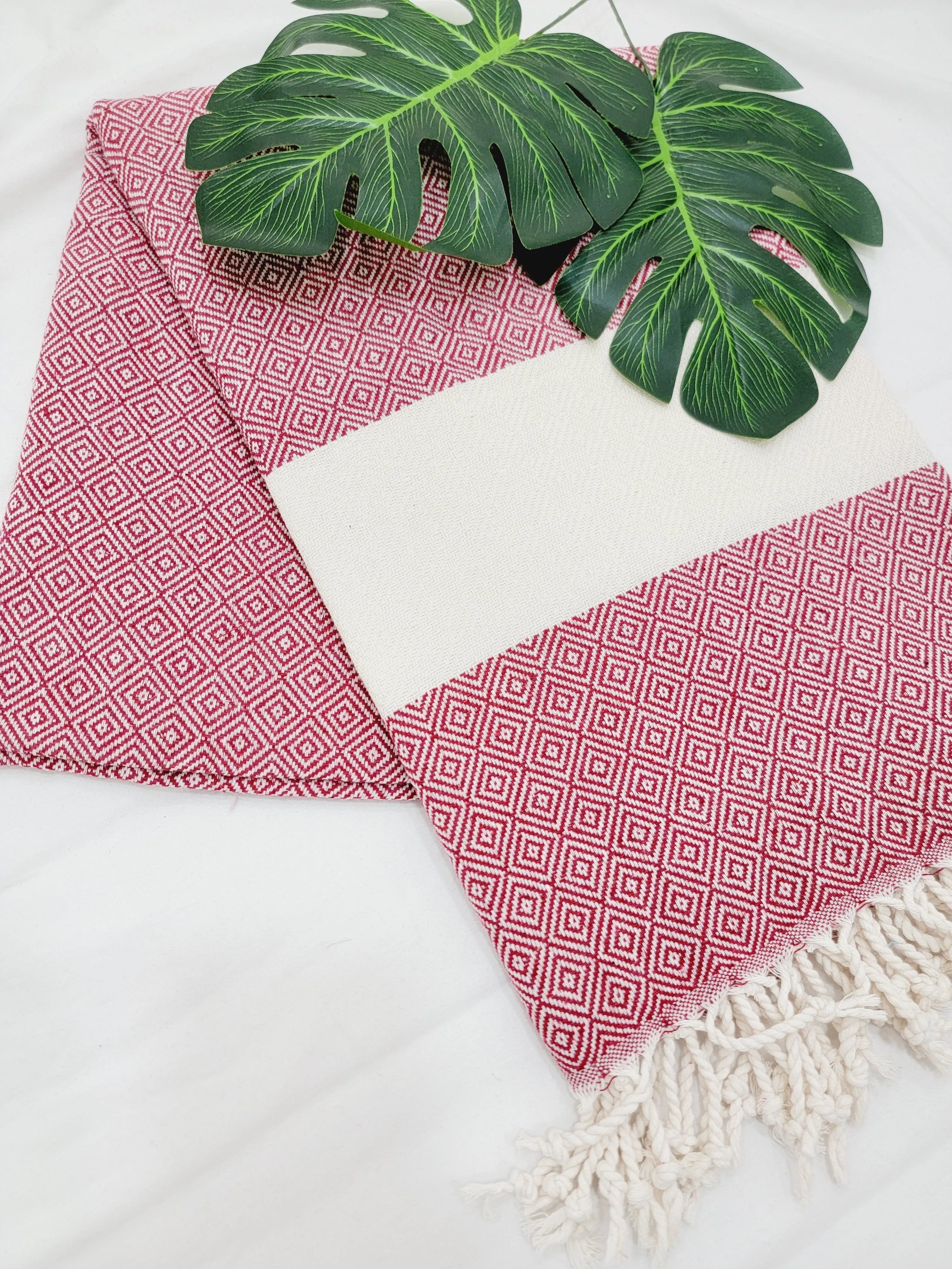 Beach/Bath Sand Free Towels-Easy Carry Quick Dry Thin Towel- Cherry by EBRU Home