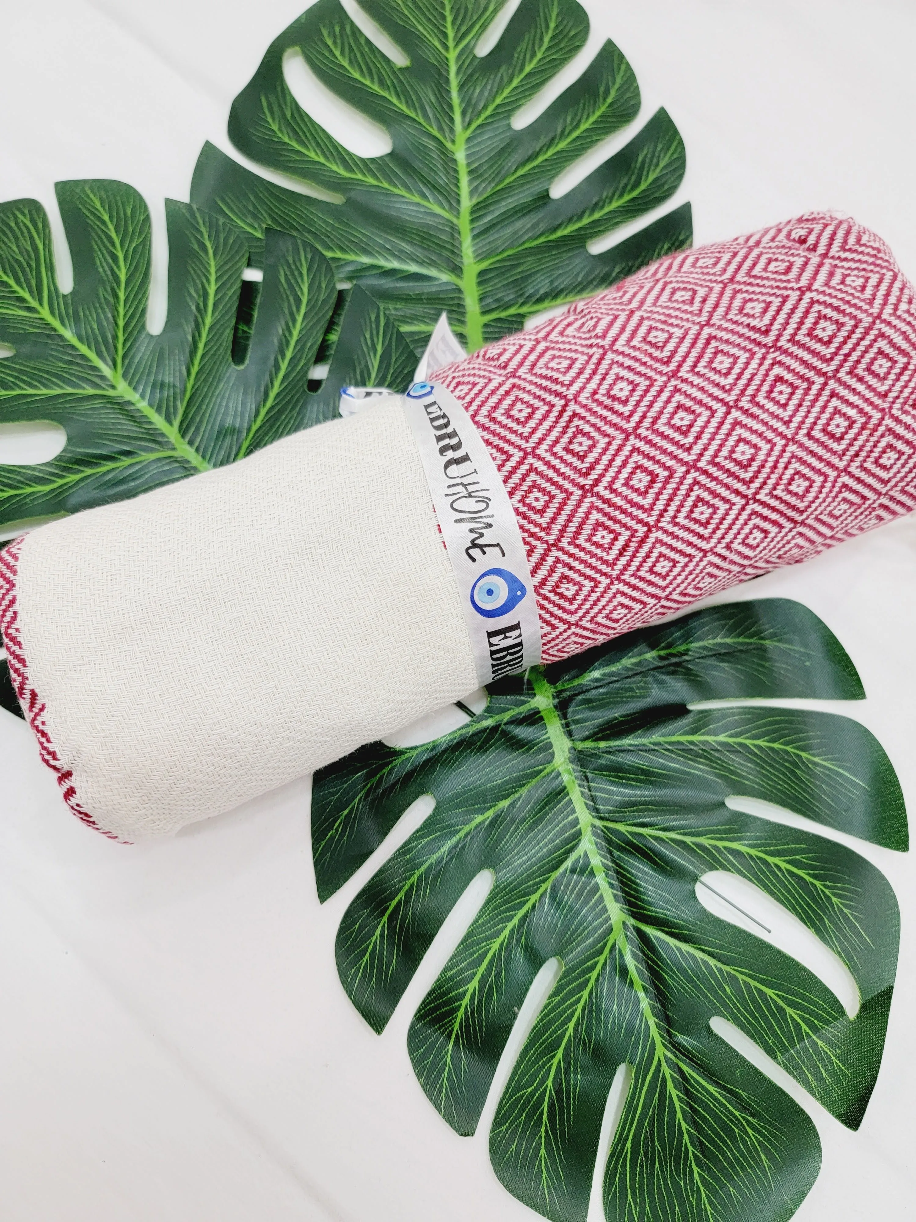Beach/Bath Sand Free Towels-Easy Carry Quick Dry Thin Towel- Cherry by EBRU Home