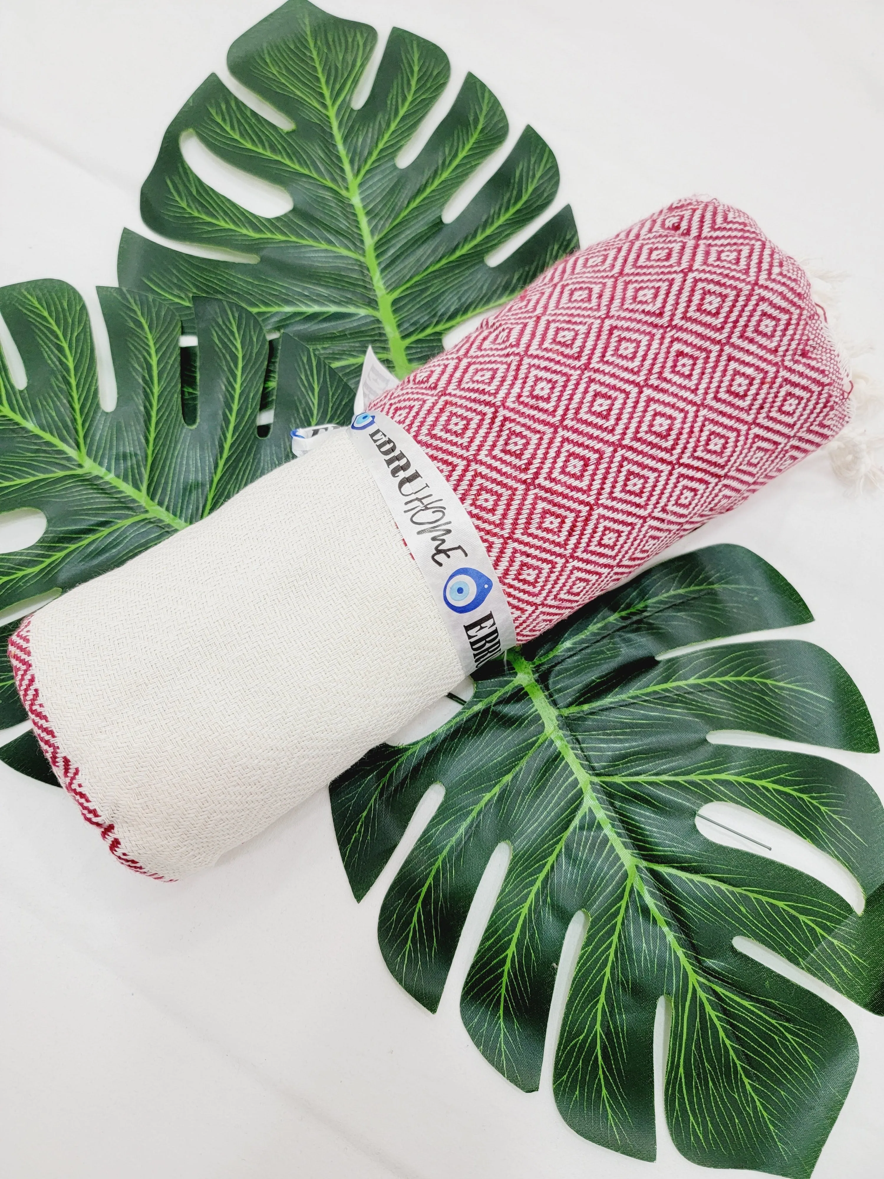 Beach/Bath Sand Free Towels-Easy Carry Quick Dry Thin Towel- Cherry by EBRU Home