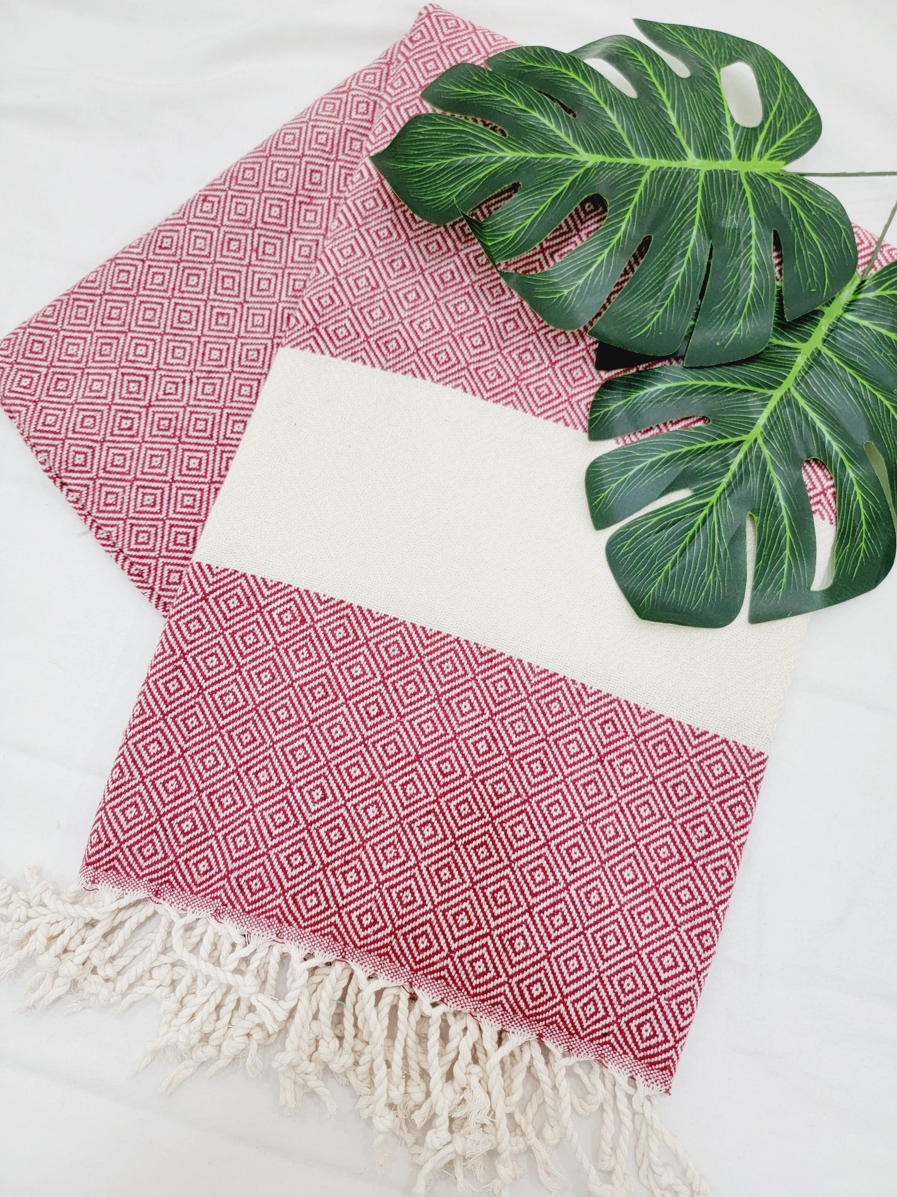 Beach/Bath Sand Free Towels-Easy Carry Quick Dry Thin Towel- Cherry by EBRU Home