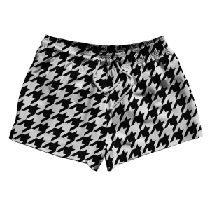 Black And White Houndstooth 2.5" Swim Shorts Made In USA
