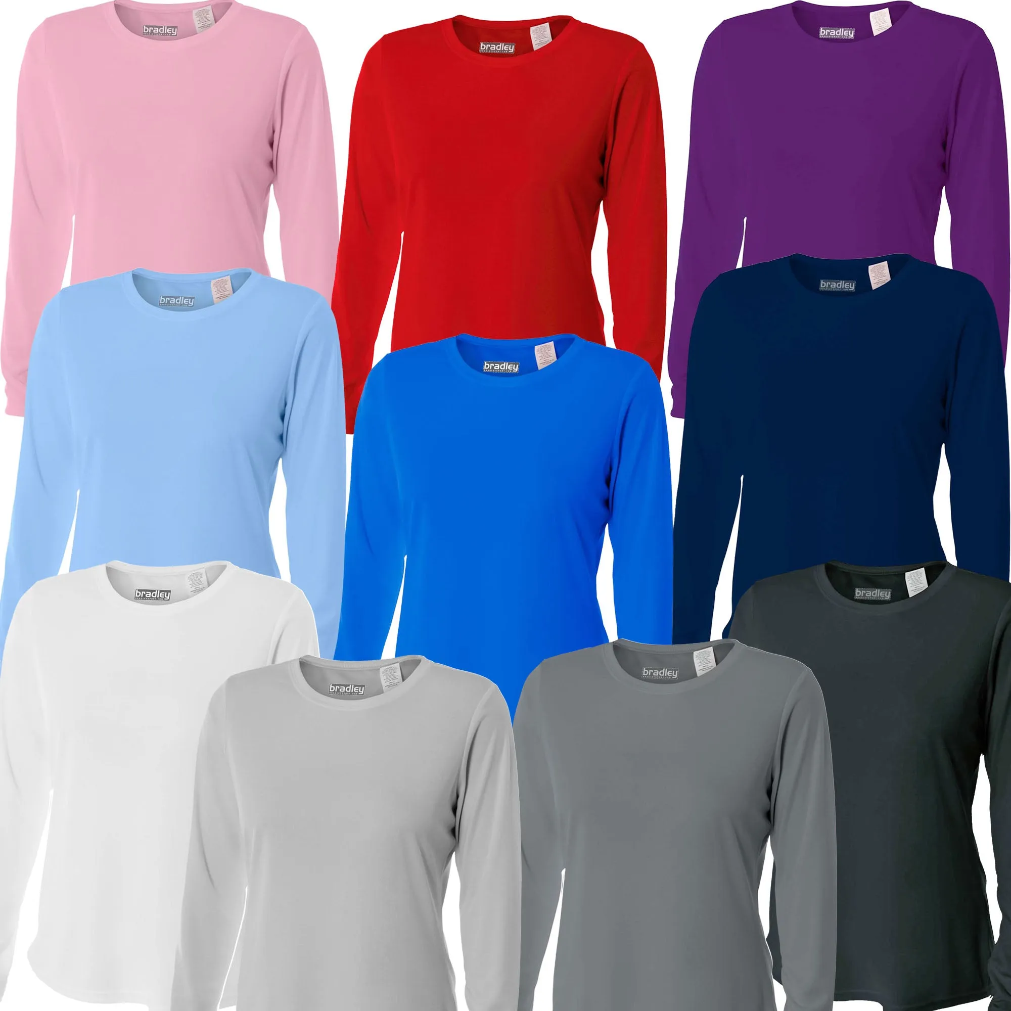 Bradley Women's Long Sleeve Rash Guard Surf Comfortable Performance Swim Shirt