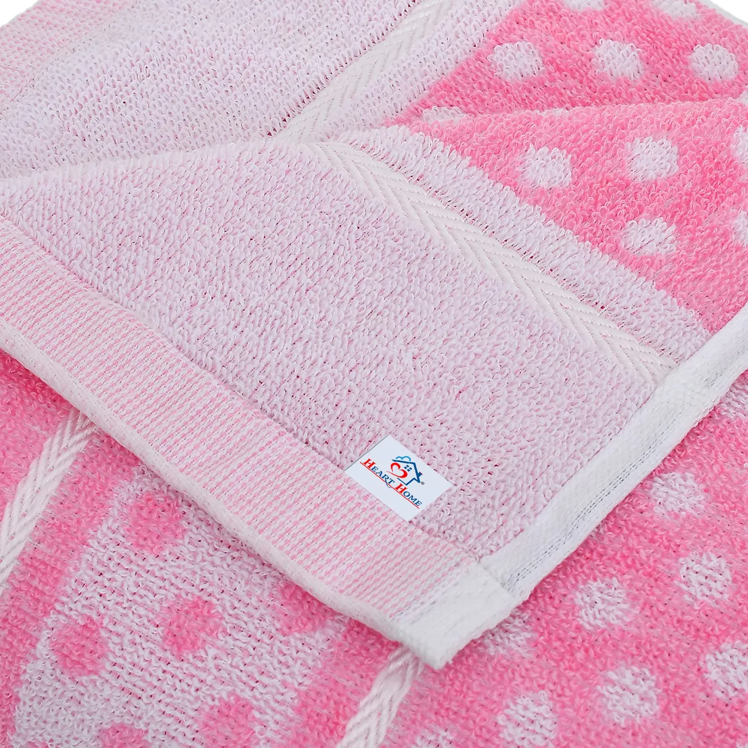 Heart HomeDot Printed Super Soft, Fluffy, and Absorbent, Cotton Bath Towel Perfect for Daily Use, 30"x60"- Pack of 3 (Pink)