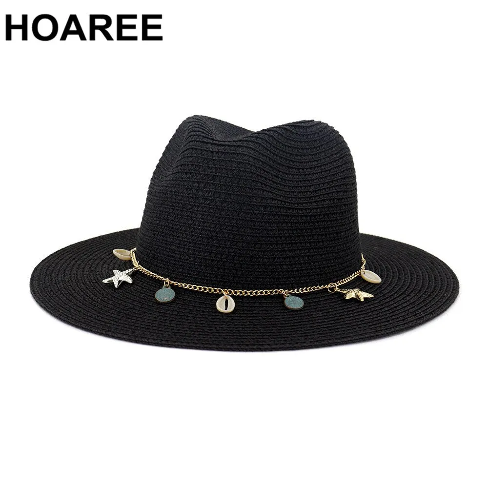 HOAREE  Panama  Fedora Straw Sunhat
