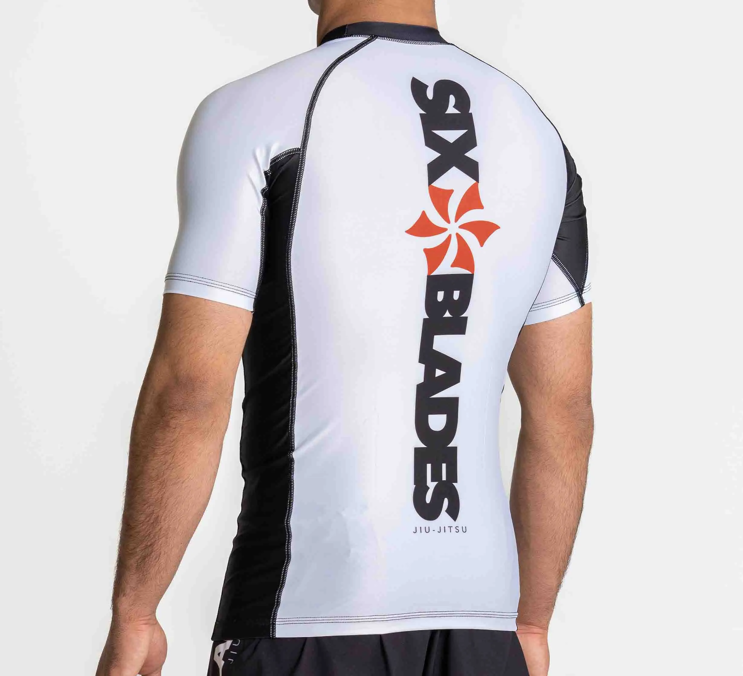 Kids Six Blades Short Sleeve Rashguard White