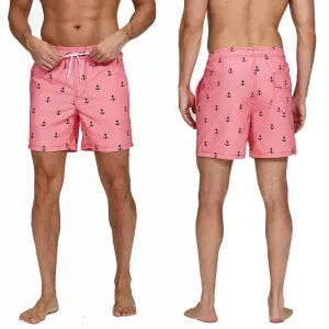 Men’s Pink Anchor Fashion Quick-Dry Board Shorts