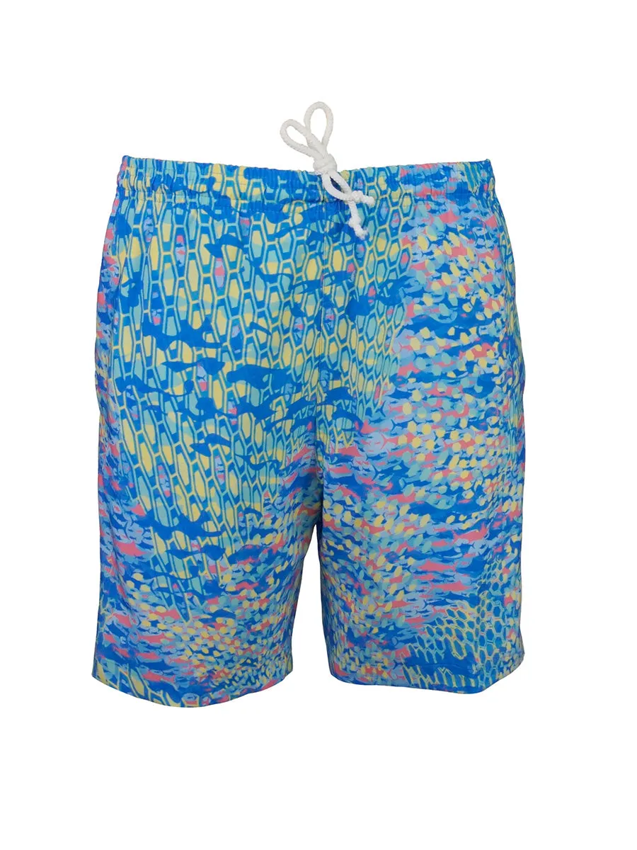 Men's Print Swim Trunk - Fish Geo
