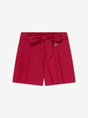 Monnalisa Girls Sash Belt Shorts in Red