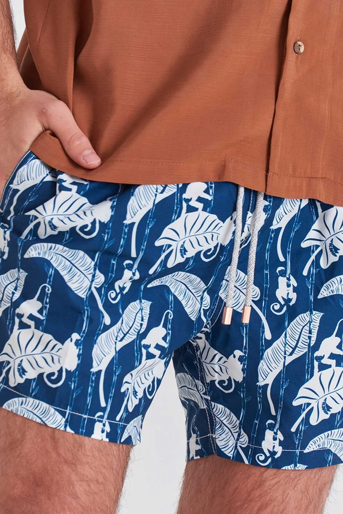 Navy Bamboo Classic Swim Trunks