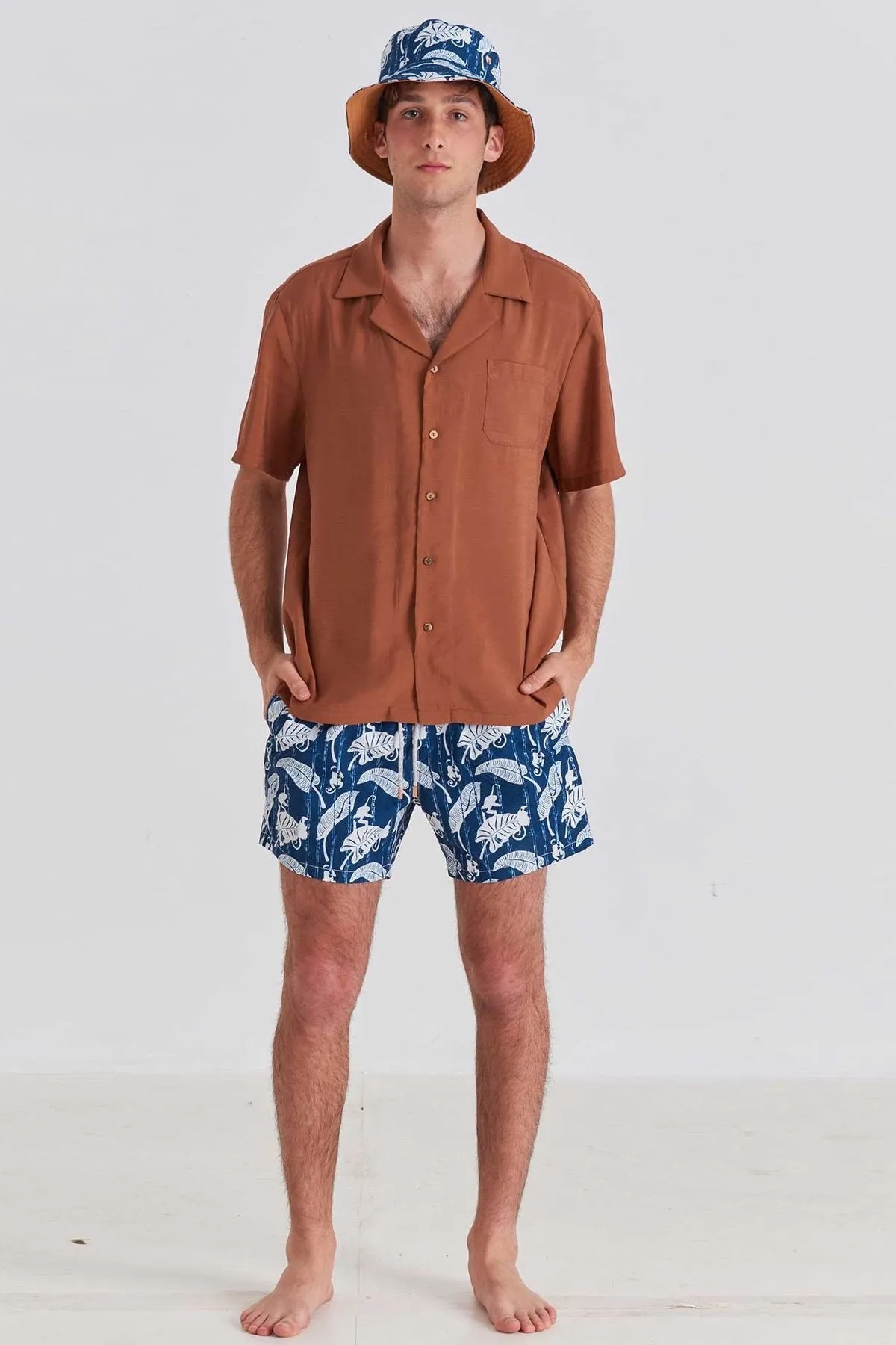 Navy Bamboo Classic Swim Trunks
