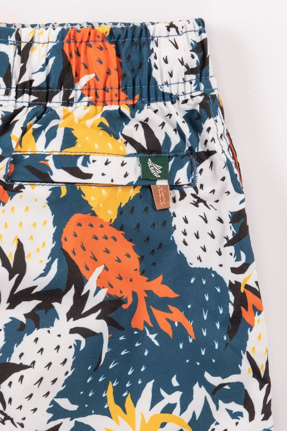 Navy Pineapple Boys Swim Trunks