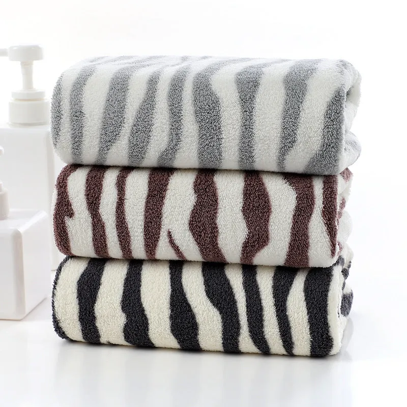 Quick-Dry Zebra Stripe Microfiber Bath and Face Towel