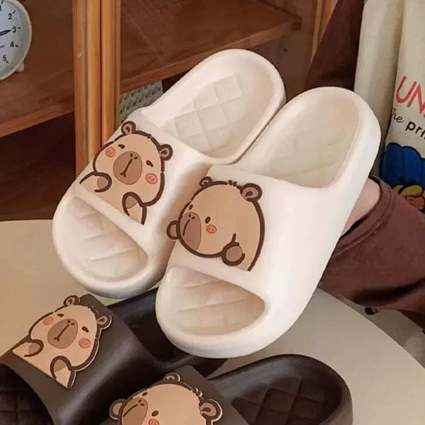 Shhhandals Cartoon Capybara Unisex Anti-Slip Foam Cloud Slides - Beige (Multiple Sizes)
