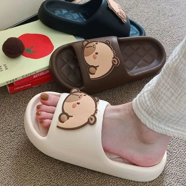 Shhhandals Cartoon Capybara Unisex Anti-Slip Foam Cloud Slides - Beige (Multiple Sizes)