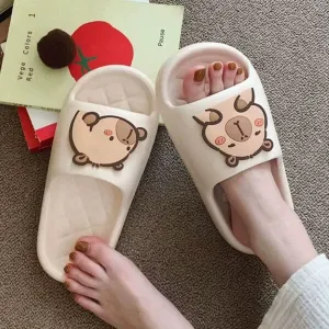 Shhhandals Cartoon Capybara Unisex Anti-Slip Foam Cloud Slides - Beige (Multiple Sizes)