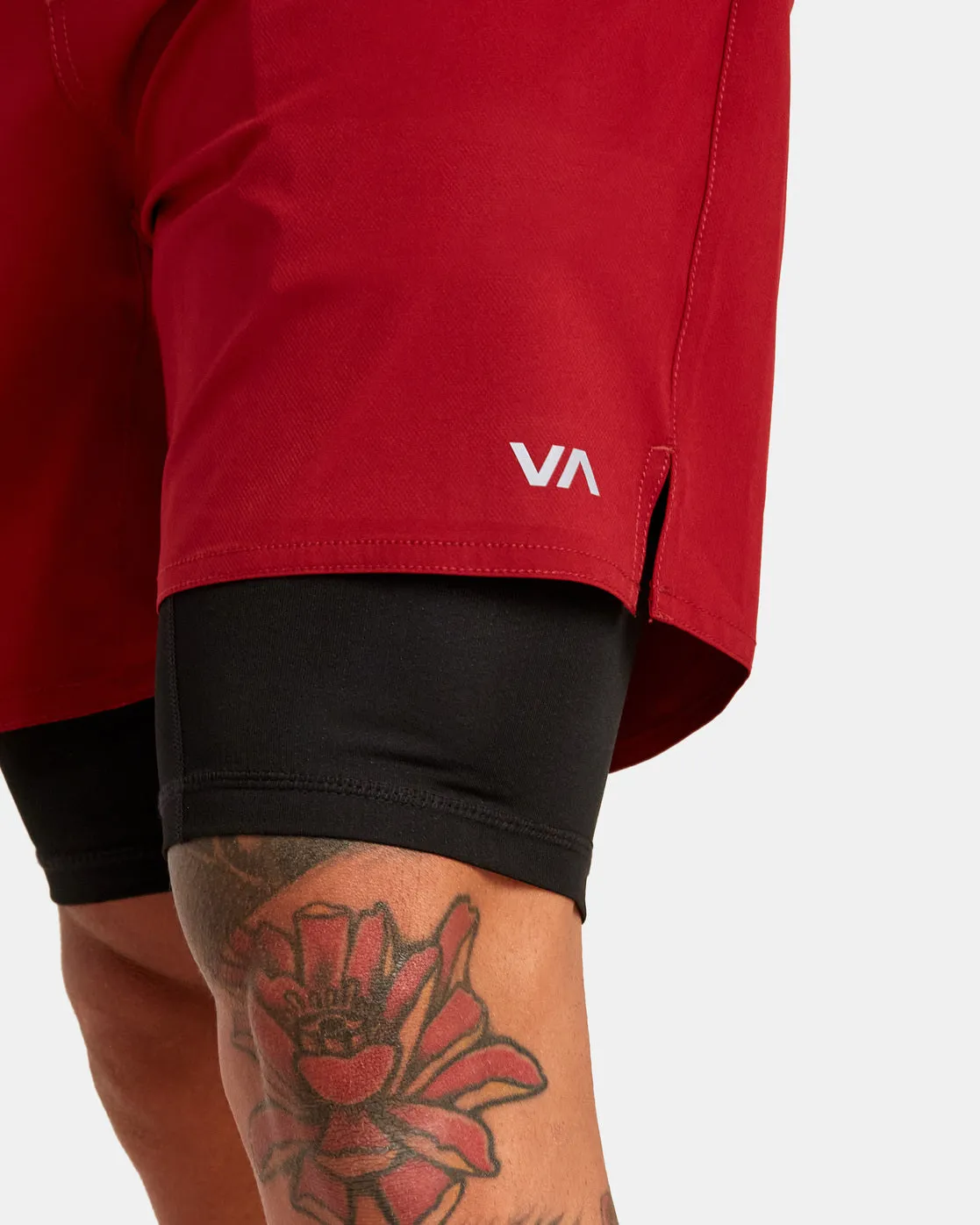 Yogger Train 2-In-1 Elastic Waist Workout Shorts 17" - Cardinal