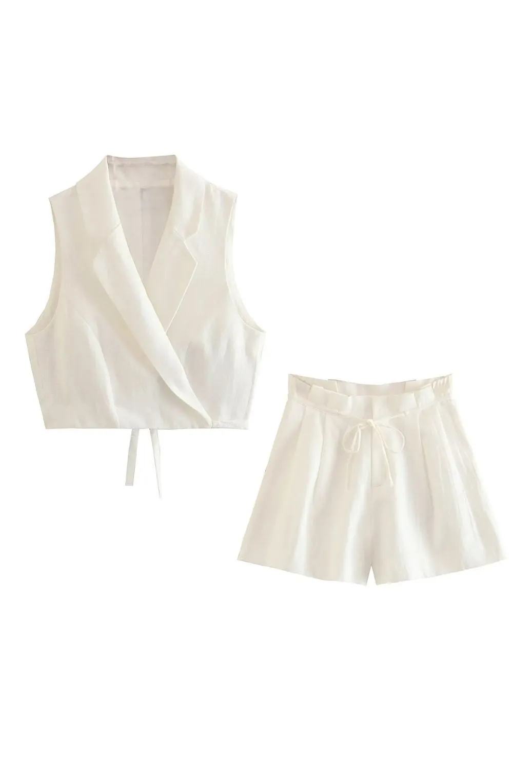 'Yuliya' Linen Slim Fit Vest & Shorts (Sold Separately)